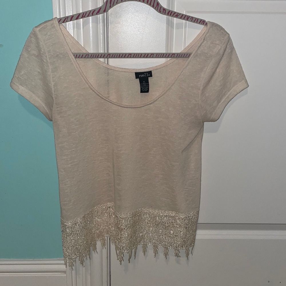 Cream Top with Lace Bottom